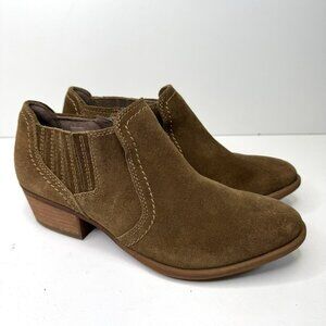 Earth Shoes Ankle Booties Womens Size 9.5 Brown Suede Leather Western Boho